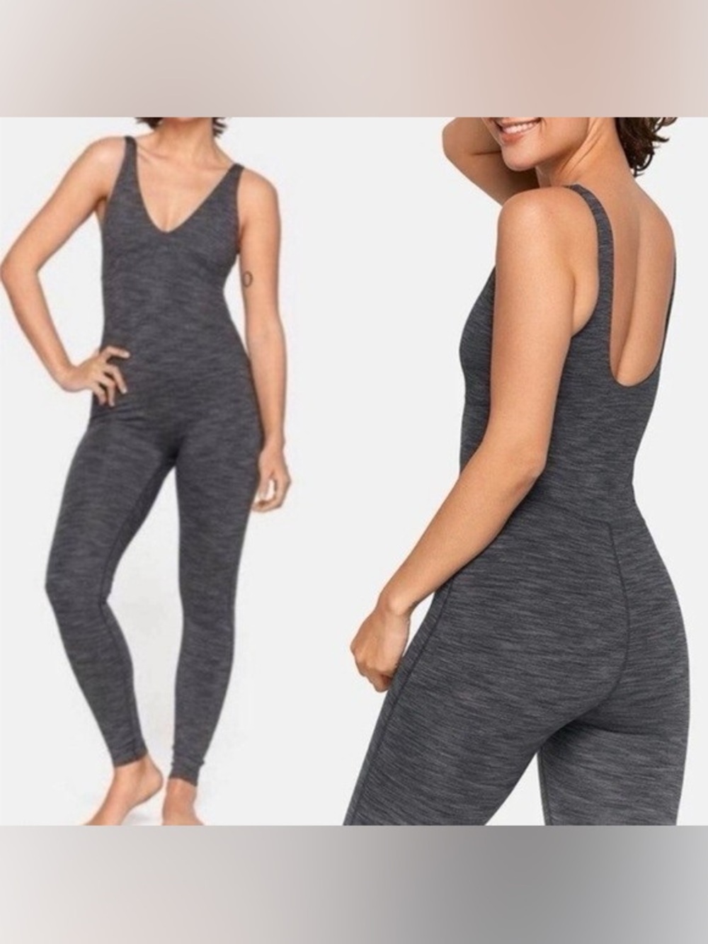 Outdoor Voices Heathered Gray Freeform Unitard Bodysuit One Piece Medium